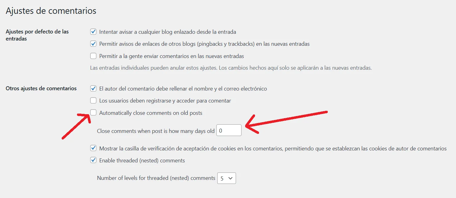 desactivar comentarios wordpress 2026