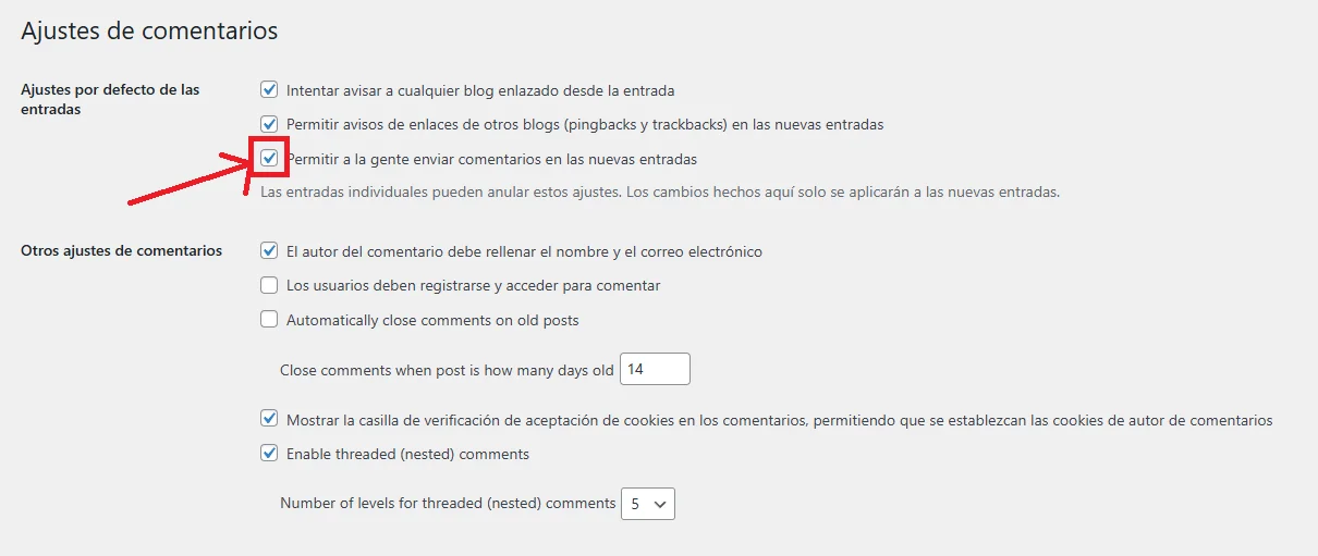 desactivar los comentarios en wordpress